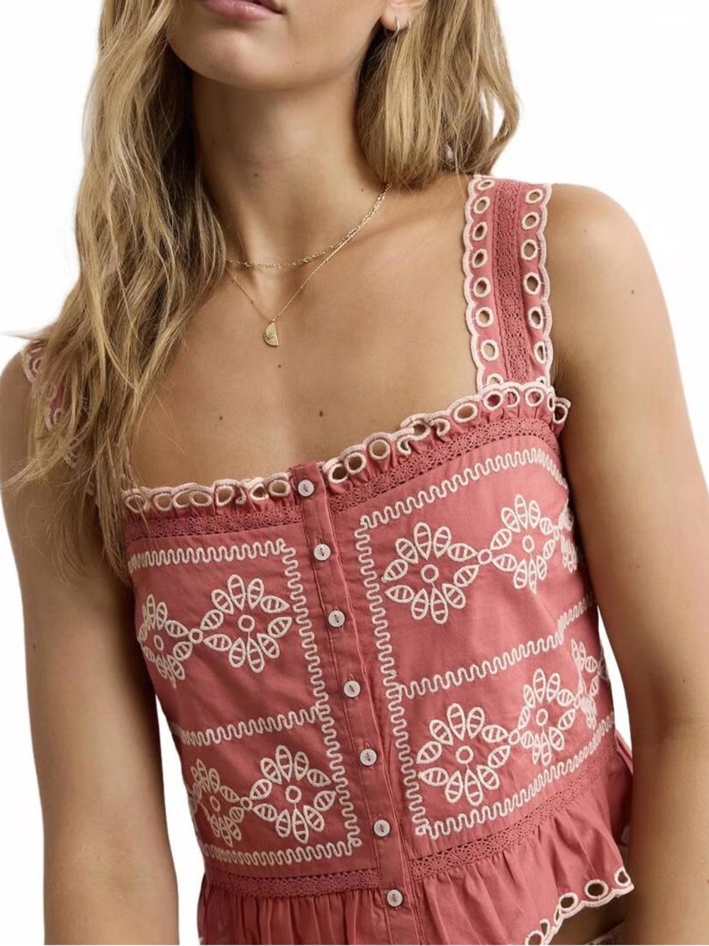 American Eagle Eyelet Embroidered Top